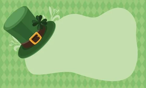 Leprechaun tophat with clover in frame Stock Illustration