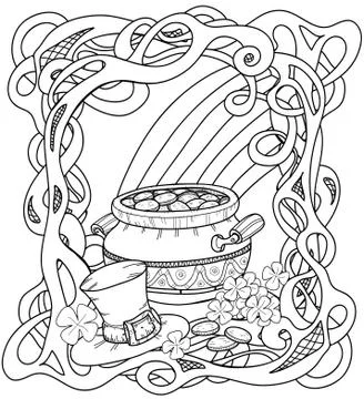 Leprechauns gold with celtic pattern Stock Illustration