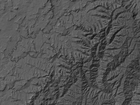 Leribe, Lesotho. Grayscale elevation map with lakes and rivers イラスト素材