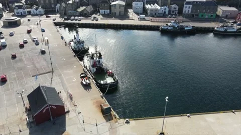 Lerwick Harbour Boat Circle Stock Footage 150237581