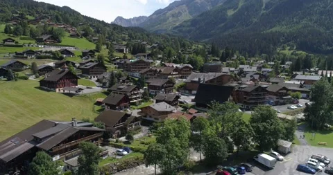 Les Diablerets, long back travelling - Aerial 4K Video stock 137646830