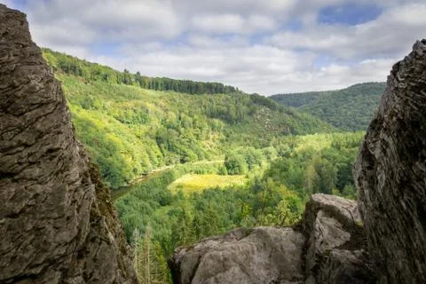 Les Echelles de Rochehaut hike in region Bouillon, Wallonia, Belgium. Semois Stock Photos