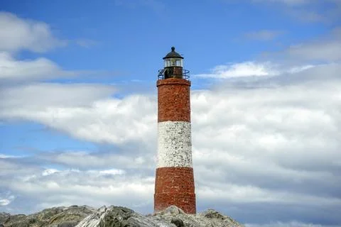 Les Eclaireurs Lighthouse on Beagle Channel Ushuaia Argentina Stock Photos