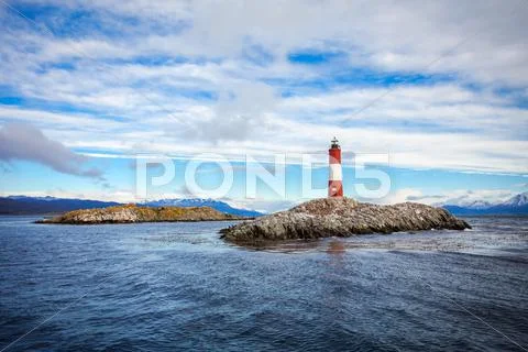 Les Eclaireurs Lighthouse, Ushuaia Stock Photos