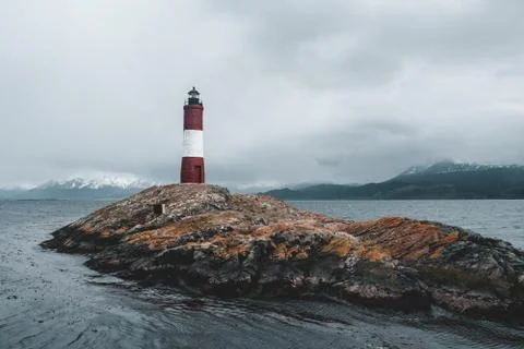Les Eclaireurs lighthouse,lighthouse at the end of the world, Ushuaia Stock Photos