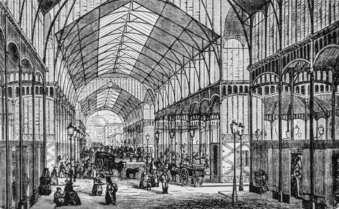 Les halles centrales,construction en fer de m. baltard, les grands travaux du Stock Illustration
