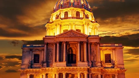 Les Invalides against the background of the sunset. Paris, France Stock Footage 264944711