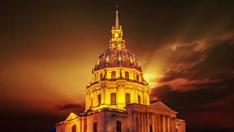 Les Invalides against the background of the sunset. Paris, France Stock Footage 264944748