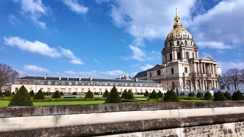Les Invalides architectural complex and gardens, Paris in France. Handheld Stock Footage 272771526