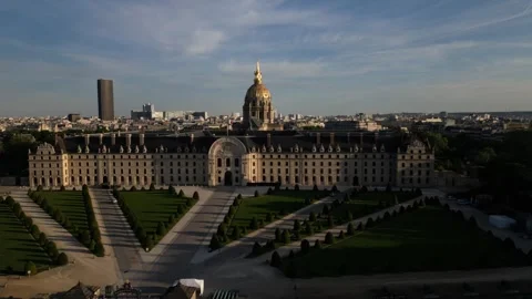 Les Invalides architectural complex, Paris in France. Aerial drone pov Stock Footage 278893305