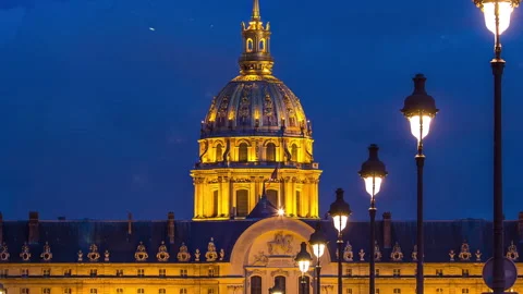 Les Invalides day to night timelapse in Paris, France Stock Footage 276417802