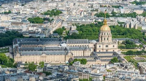 Les Invalides view from Eiffel Tower Paris Ile de France France Europe 库存照片