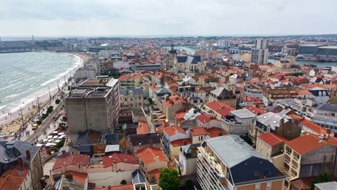 Les Sables-d’Olonne commune viewed from La Grande Plage, France Stock Footage 337220045