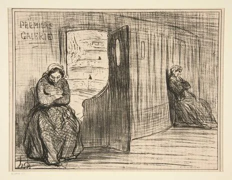 Les Theatres au mois dAout., from Croquis dete. Artist: HonorÃ Daumier,  Stock Photos