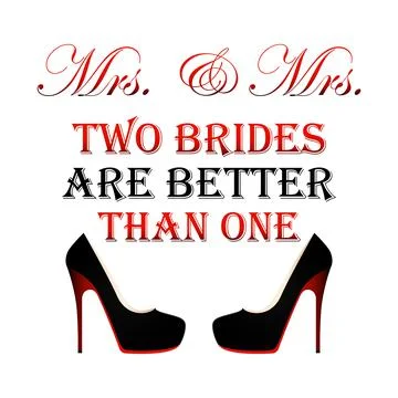 Lesbian brides couple, same gender homosexual family wedding concept. Two brides Stock Illustration