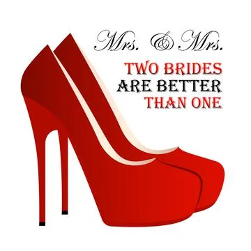 Lesbian brides couple, same gender homosexual family wedding concept. Two brides Stock Illustration