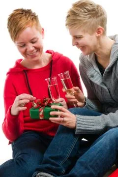 Lesbian couple Stockfoto's