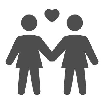 Lesbian couple solid icon, LGBT concept, woman love sign on white background Illustrazione stock