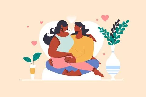 Lesbian Couple Web Concept Ilustração Stock