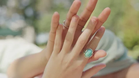 Lesbian couple's hands touching slowly Stock Footage 262547012