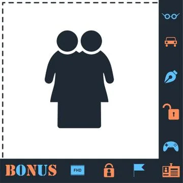 Lesbian icon flat Illustrazione stock