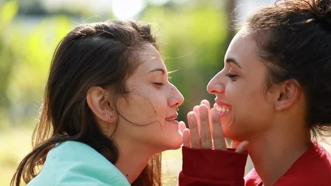 Lesbian LGBT couple intimate moment toge... | Stock Video | Pond5