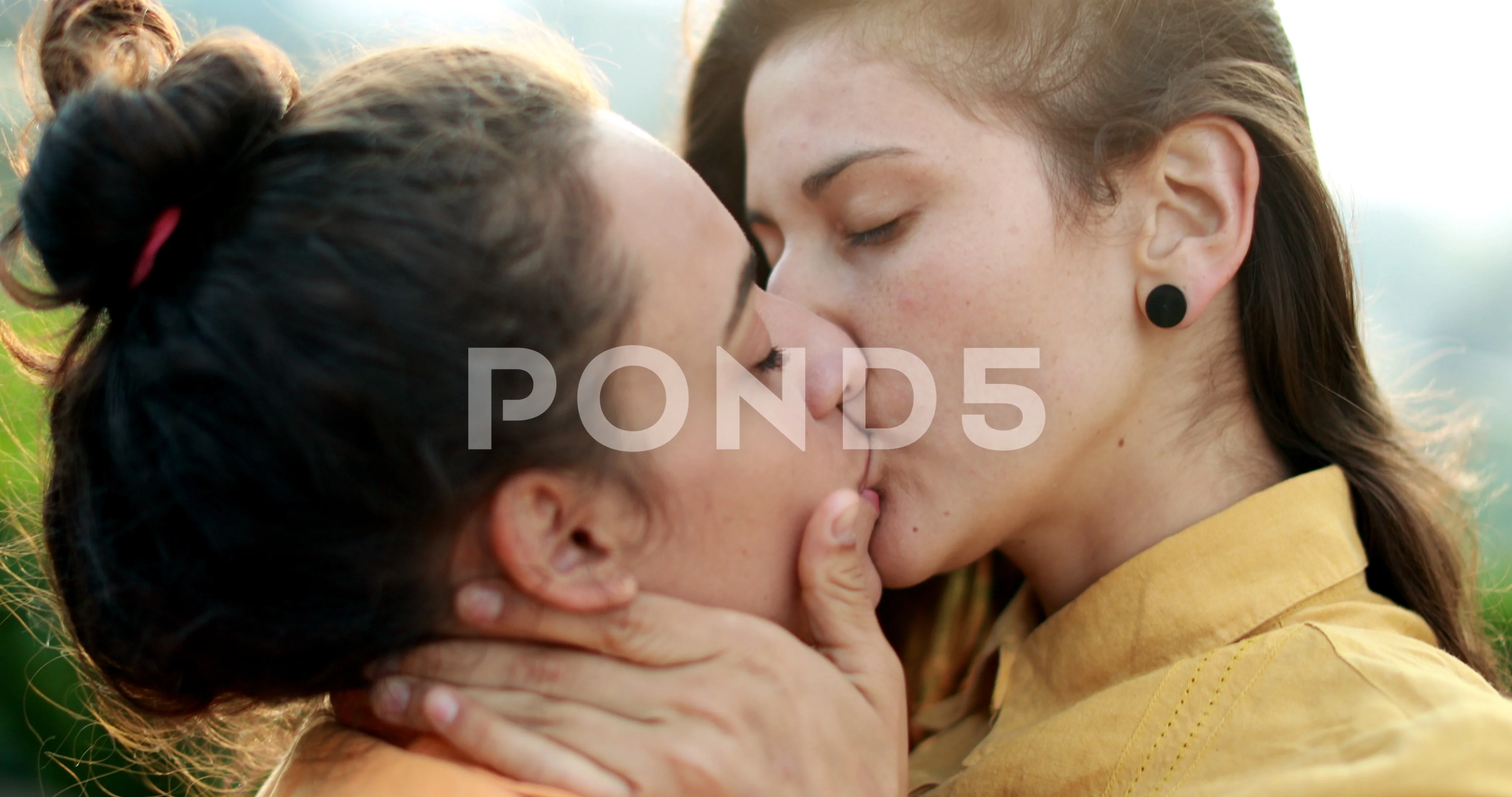 Lesbian kiss slow otion