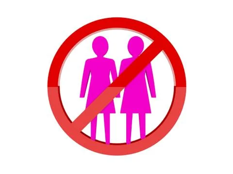Lesbian not allowed forbidden red sign. Concept  3D illustration. 스톡 일러스트