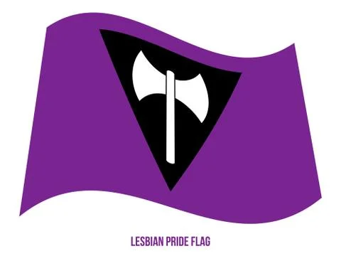 Lesbian Pride Flag Composed of a Labrys within Inverted Black Triangle Stock Illustration