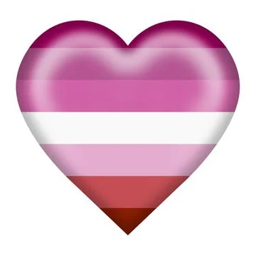 Lesbian pride rainbow flag heart button with clipping path 3d illustration Stock Illustration
