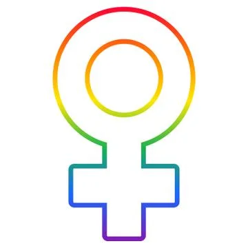 Lesbian symbol, rainbow flag Venus symbol isolated Illustration
