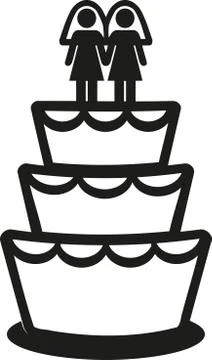 Lesbian wedding cake Stock Illustration