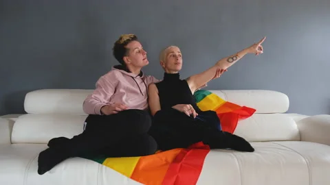 Lesbians with flag Stock Footage 153670489