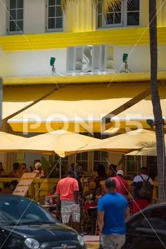 Leslie Hotel Miami Beach shot with a telephoto lens Stock Photos