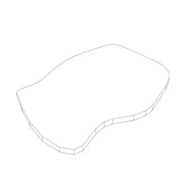Lesotho - 3D black thin outline silhouette map of country area. Simple flat Stock Illustration