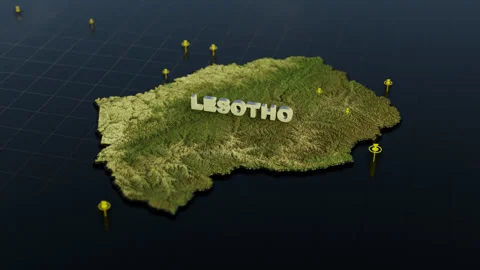 Lesotho 3D Map With Animation Stock Footage 307707421