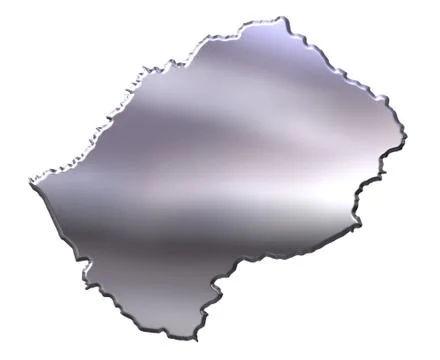 Lesotho 3D Silver Map Stock Illustration