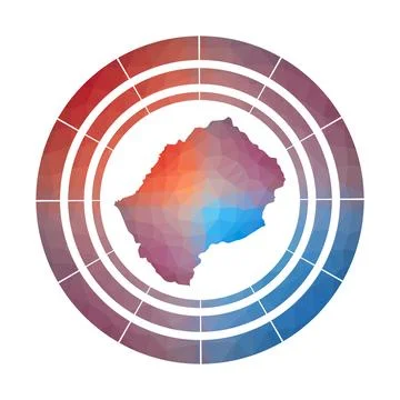 Lesotho badge. Bright gradient logo of country in low poly style. Multicolo.. 스톡 일러스트