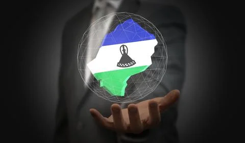 Lesotho - country shape and flag - 3D illustration Stockillustratie