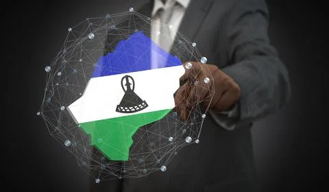 Lesotho - country shape and flag - 3D illustration Stockillustratie