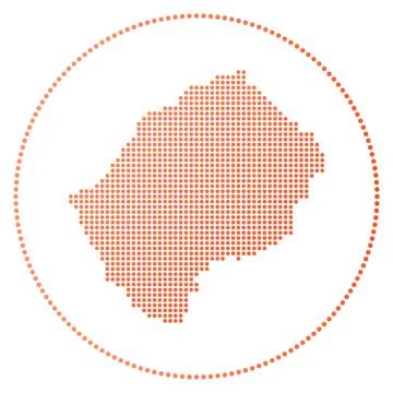 Lesotho digital badge. Dotted style map of Lesotho in circle. Tech icon of .. Illustrazione stock