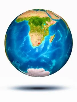 Lesotho on Earth with white background Stock Illustration