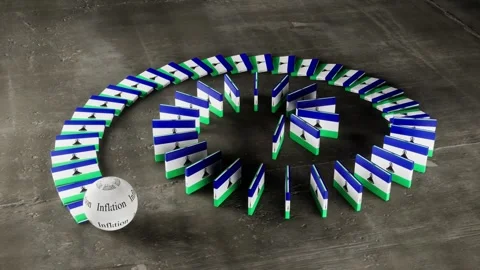 Lesotho Flag - Affected by Inflation Video stock 321610981
