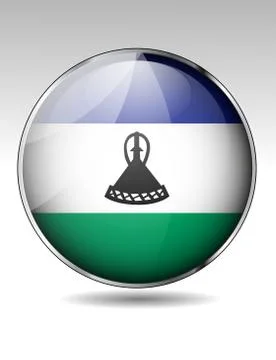 Lesotho flag button Stock Illustration