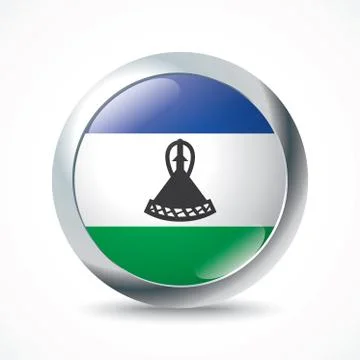 Lesotho flag button Stockillustratie