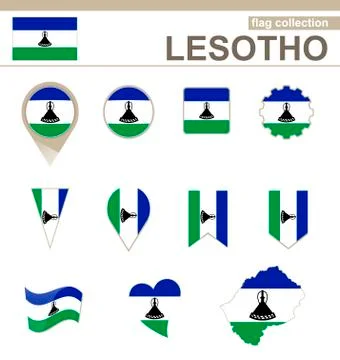 Lesotho Flag Collection Stock Illustration