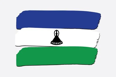 Lesotho Flag with colored hand drawn lines in Vector Format Stock Illustration