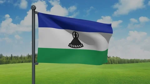 Lesotho Flag Stock Footage 153254523