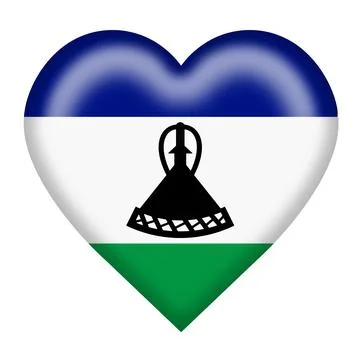 A Lesotho flag heart button Stock Illustration