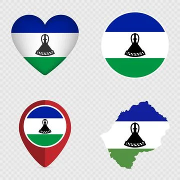 Lesotho Flag Icons Pack. Vector illustration. Illustrazione stock